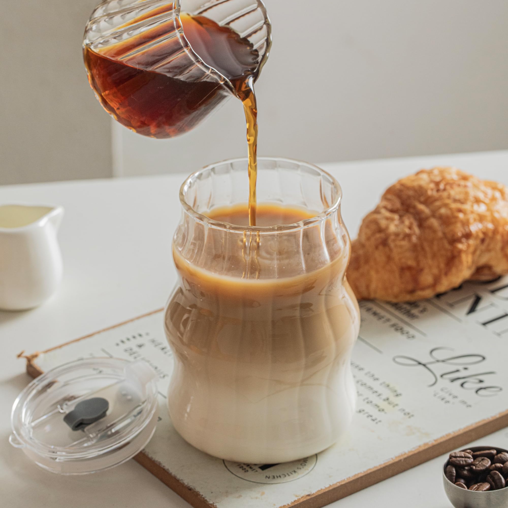 20 bicchieri in vetro da 16 oz con coperchi e cannucce, riutilizzabili