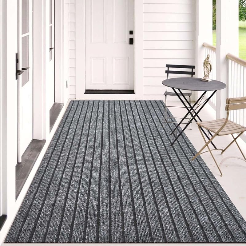 TIB Anti-Slip Door Mat with PVC Rubber Backing, Water & Stain Resistant Striped Floor Mat for Home Entrance, Bathroom & Kitchen, Durable Non-Woven Surface,Easy Clean Doormat,4x6ft,Grey-image-45