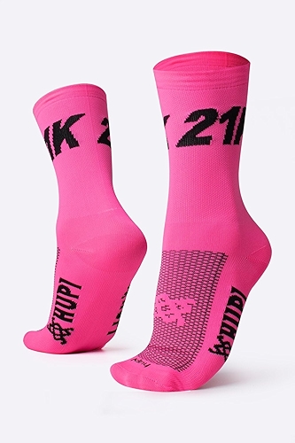 Meia para Corrida Hupi 21k Amarelo Neon, Cor: Amarelo Neon, Tamanho: Único