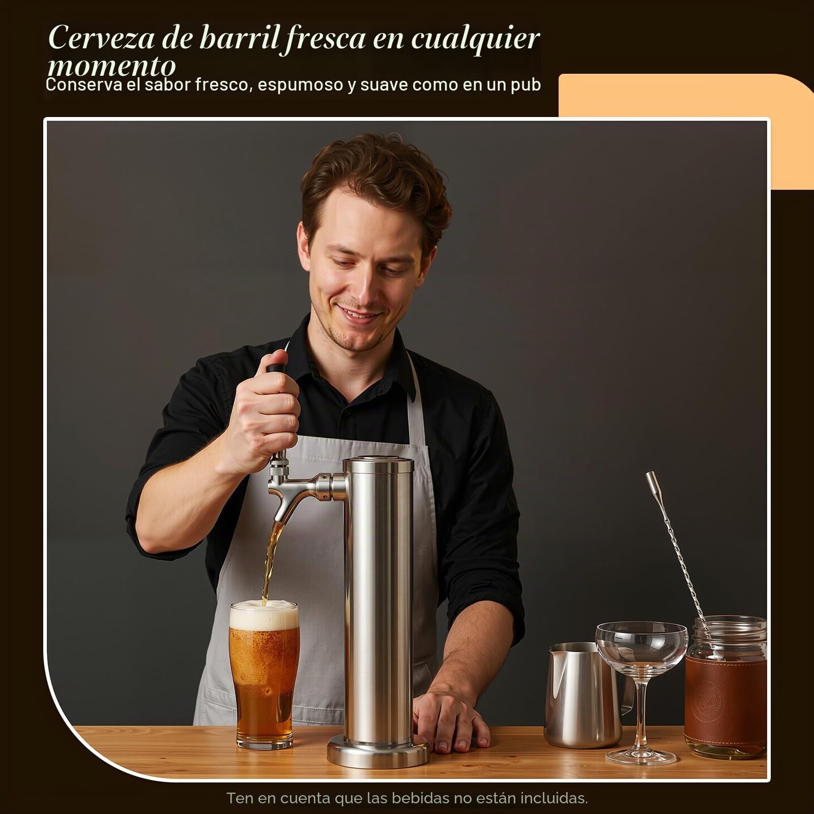Columna de cerveza de acero inoxidable de una sola cabeza, dispensador de cerveza con grifo, portátil, columna de cerveza plateada, acero inoxidable, para bares, casas, hoteles, restaurantes