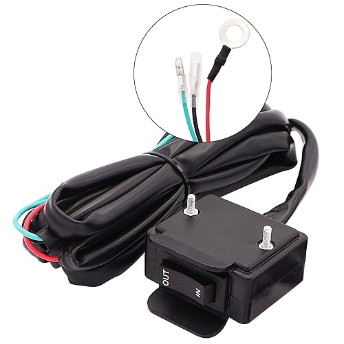 Miniatura 3 de Interruptor de pulgar basculante de cabrestante de 12 V con soporte de montaje Kit de línea de control de manillar para ATV UTV
