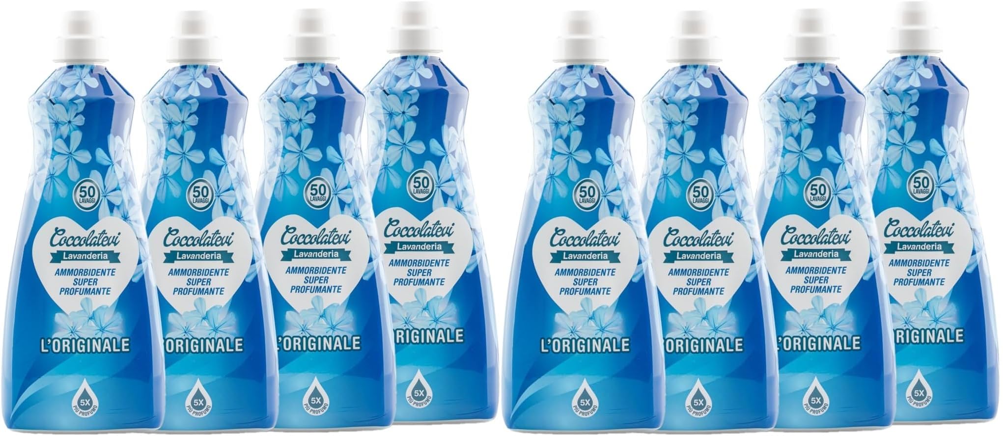 Ammorbidente Super Profumante, Set da 4 o 8 Bottiglie, 1250ml, Vaniglia, L'Originale, Muschio Bianco, Glicine, Rosa Ametista, Aroma Sensual (8 Flaconi, L'originale)