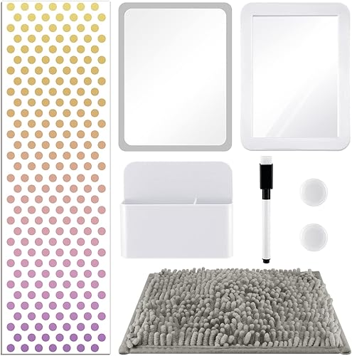 Miniatura 8 de Chunful El kit de accesorios para casillero incluye papel tapiz magnético cuadrado, alfombra de piel, espejo magnético para casillero, pizarra