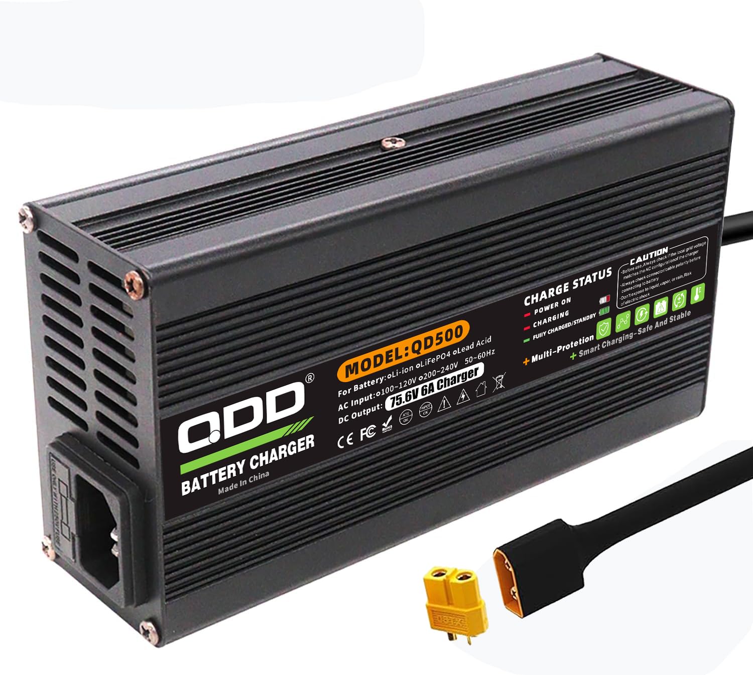 QDD Cargador de batería de iones de litio de 75,6 V, 6 A, salida XT60, conector XT60, se utiliza para batería de iones de litio 18S 66,6 V
