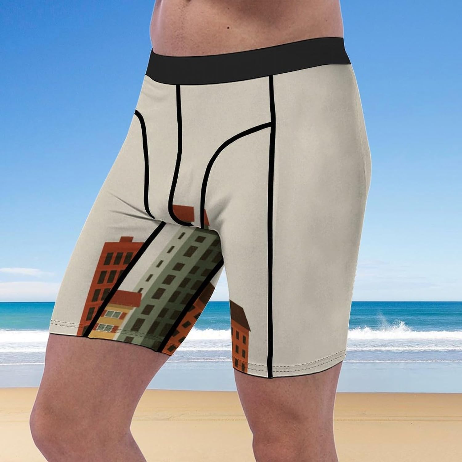 Quaint Urban Scene Soft Breathable Men Athletic Underwear Stretch Quick Dry Sport Boxer Briefs for Daily Workout Gym Wear