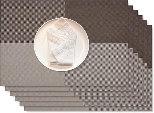 Miniatura 2 de Juego de 6 manteles individuales de PVC resistentes al calor, lavables de doble cara, fáciles de limpiar, adecuados para mesa de comedor, cocina,