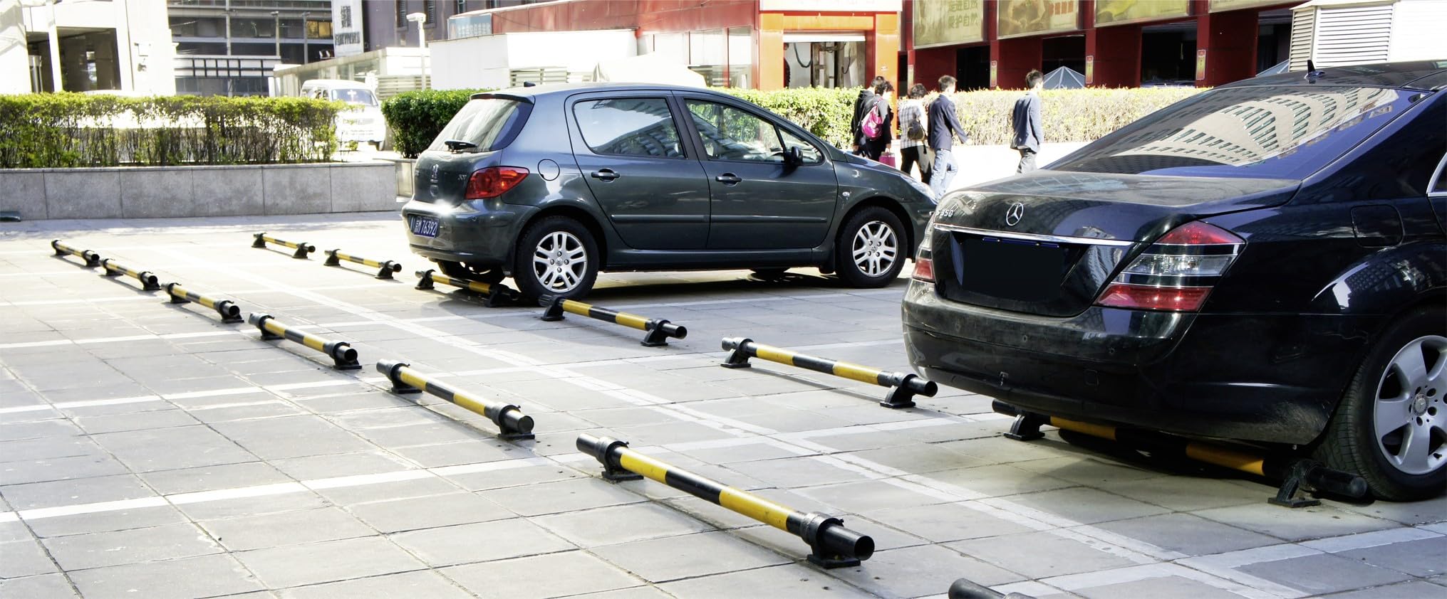 Butée de parking acier 80 cm noir et jaune