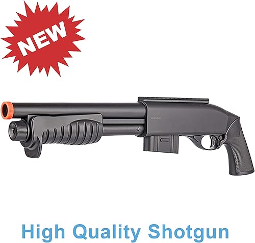 Miniatura 4 de BBTac Airsoft Pistola Paquete Desert Raider – Potente rifle de primavera, bomba de acción Shotgun, SMG, dos pistolas y pellets BB, Preimum Airsoft