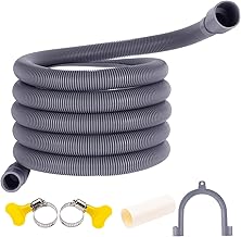 10 ft Universal Washing Machine Drain Hose Flexible Dishwasher Drain Hose Extension Kits Corrugated Washer Discharge Hose with 1 Extension Adapter and 2 Hose Clamps, U-Bend Hose Holder