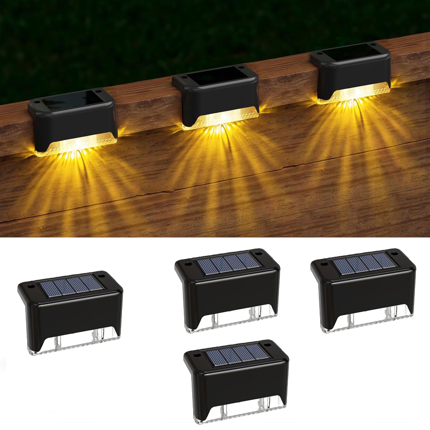 Solar Deck Lights Automatic Waterproof Outdoor Home Garden Led Lamp Light for Gate Balcony Fence Terrace Steps Stairs (1, Medium)-image-15