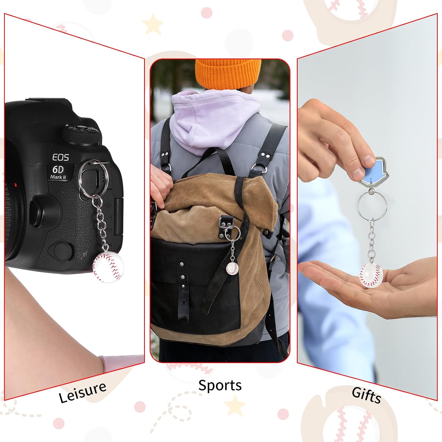 Mini Baseball Keychain, Simulation Sport Ball Theme Key Chains for DIY Craft Sports Theme Party Rewards Party Favors