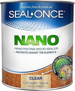 Seal-Once Nano Penetrating Wood Sealer - Premium Waterproof Sealant for Decks, Fences & Outdoor Wood (Quart)