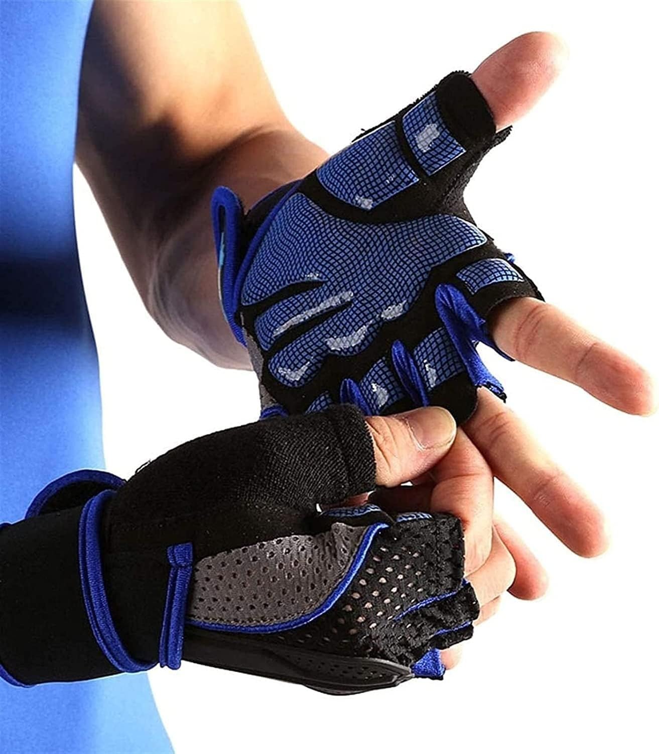 Guantes deportivos para Ciclismo Medio dedo transpirables con agarres antideslizantes de silicona, ideales para Hombres y Mujeres para entrenamiento Fitness y p, B(M), B(M)