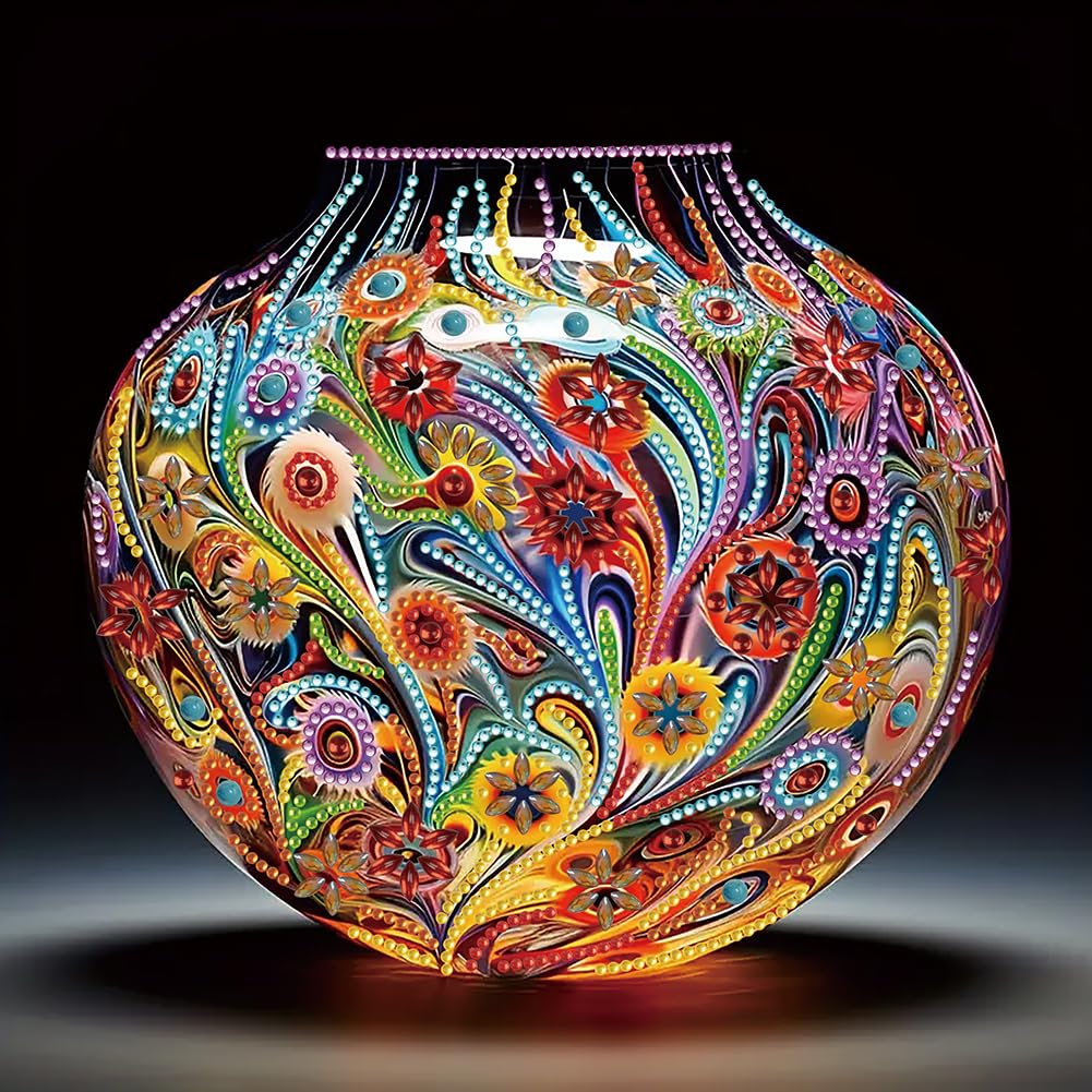 5D DIY Partial Special Shaped Drill Vase Diamond Painting Kit, DIY Diamond Art Vase Kits for Beginner, Crystal Craft Painting, Rhinestone Home Decoration Art Craft 30x30 cm-05
