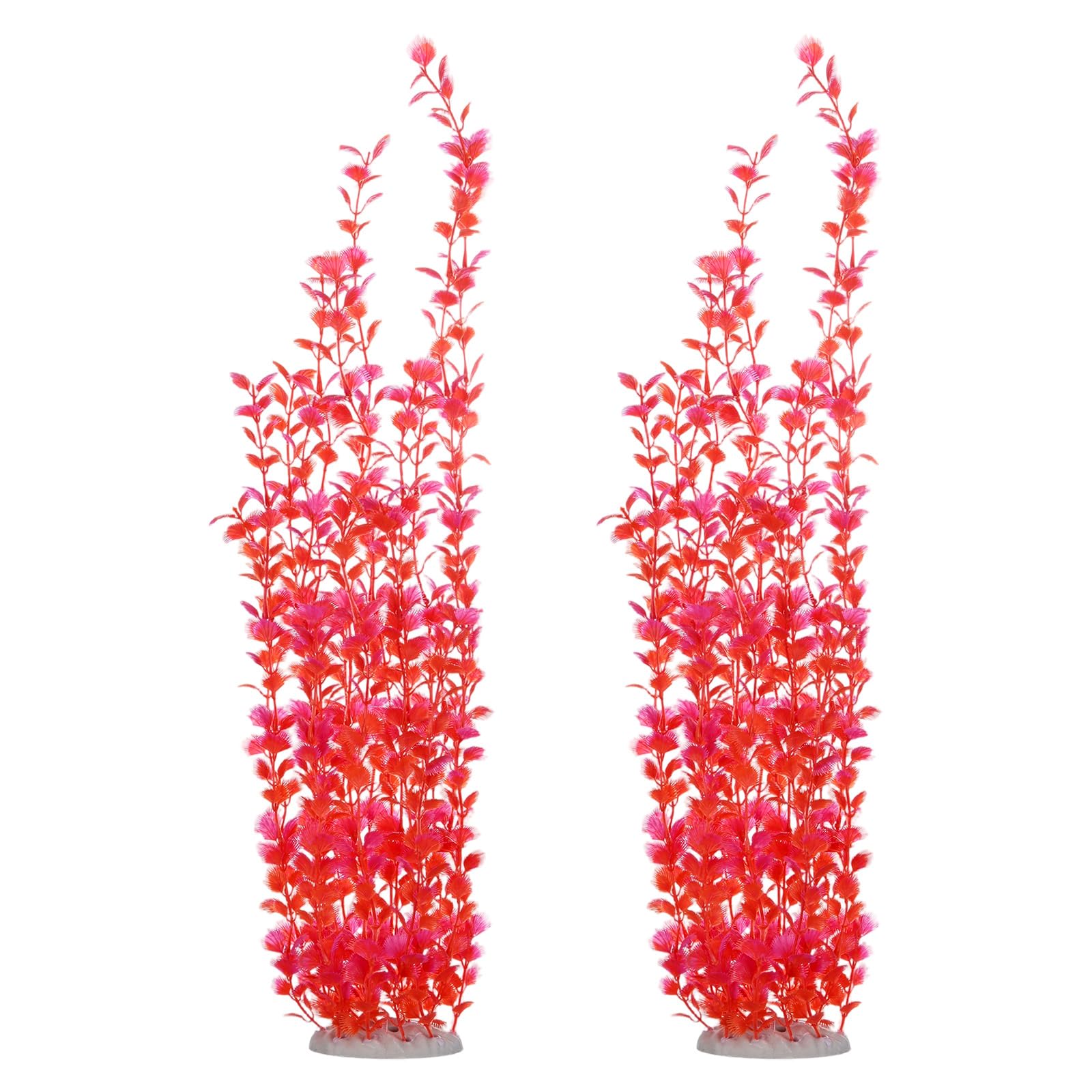 M METERXITY 2-Pack Tall Aquarium Plants, 23 Inch Plastic Large Artificial Fish Tank Plants for Aquarium Decor/Fish Tank Decorations Accessories [Style 2, Red]