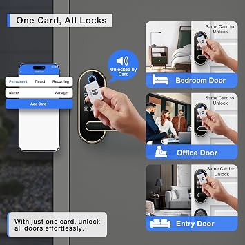 Bluetooth Fingerprint Smart Lock with Handle & Keypad – Fits Most US Doors, DIY Install, Keyless Entry: Code, FOB, Auto-Lock. Ideal for Home, Airbnb, Rental, Kids, Seniors. Alexa & Google Compatible