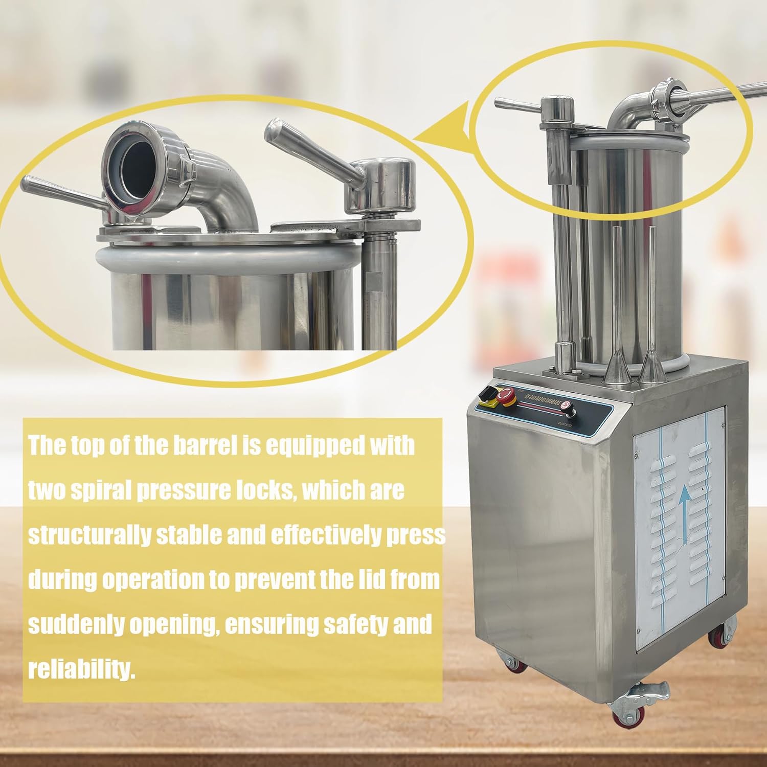 Commercial Electric Sausage Stuffer Machine 35L(9.25Gal) 600kg/h Stainless Steel Vertical Hydraulic Sausage Maker Automatic Meat Filling Stuffer Machine with 3 Stuffing Tubes