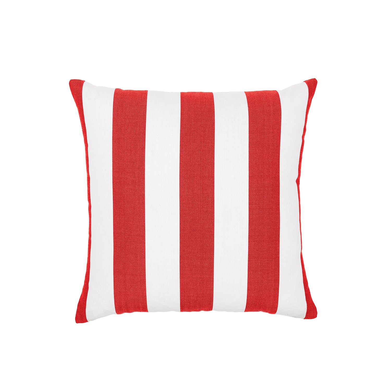 Sherry Kline Cabana Stripe Outdoor Throw Pillow Set of 2, 18x18 Inch Knife Edge Reversible Decorative Cushions, Indoor Outdoor Patio Accent Pillows, Red/White-image-2