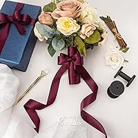 Vista 3 de Ribbli - Cinta de satén burdeos de doble cara, 1 pulgada x 50 yardas - Cinta burdeos oscuro de satén para envoltura de regalos, manualidades