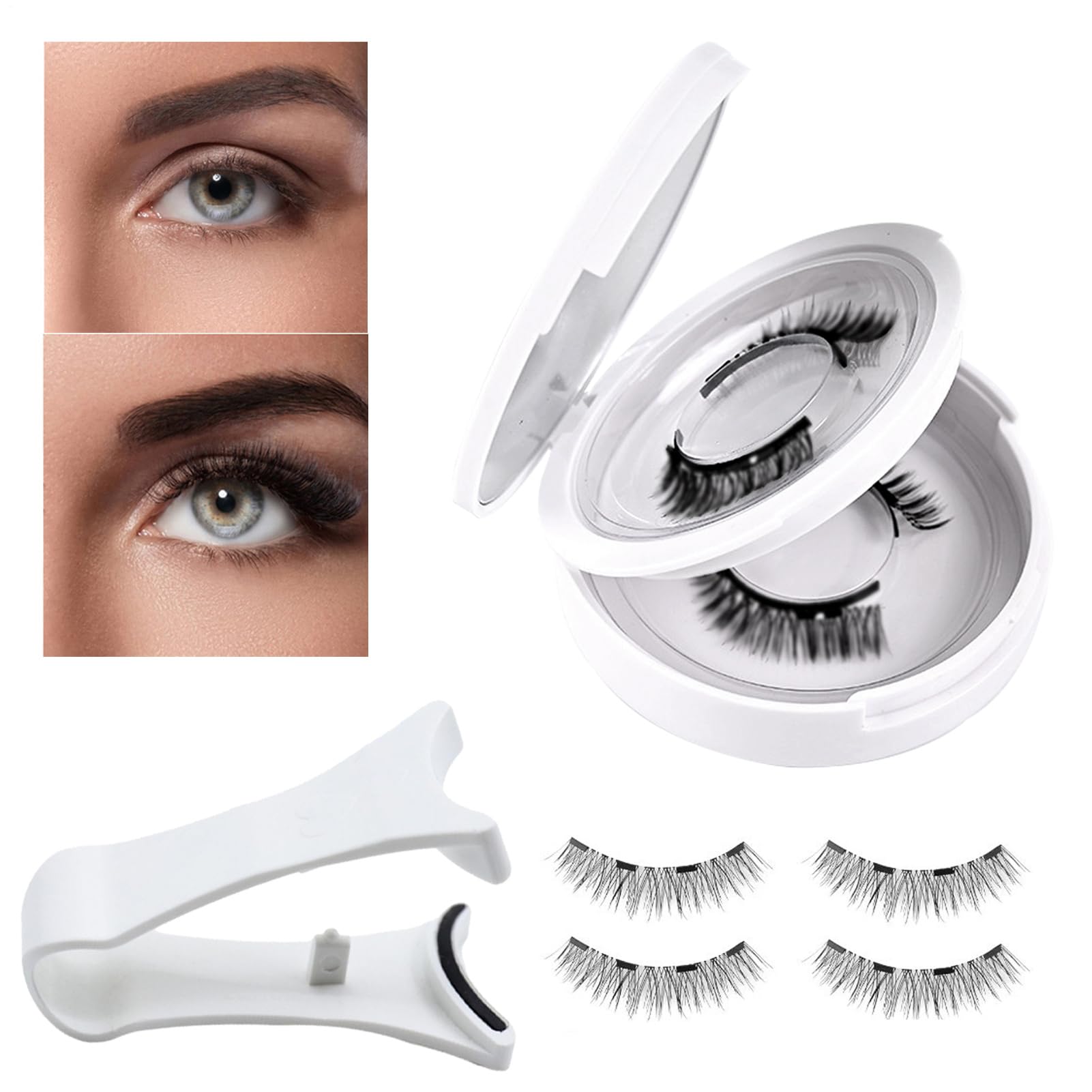 Ciglia Magnetiche Riutilizzabili E Strumenti Per Lash Magnetici | Kit 4 Paia di Ciglia Finte Senza Colla con Applicatore Ideale Per Casa, Appuntamenti, Spettacoli,