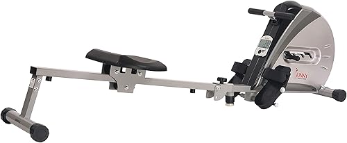 Miniatura 8 de Sunny Health & Fitness Ergometro de remo para máquina de remo con monitor digital, riel deslizante inclinado, peso máximo de 220 libras y plegable -