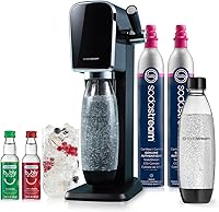 SodaStream ART Sparkling Water Maker Black Value Bundle - 2 Quick Connect CO2 Cylinders, 2 Dishwasher-Safe Bottles, 2 Bubly Drops