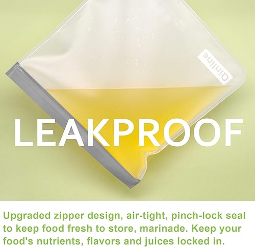 Miniatura 6 de Bolsas reutilizables para guardar alimentos, paquete de 24 bolsas planas sin bisfenol A para congelador (8 bolsas reutilizables de galón, 8 bolsas