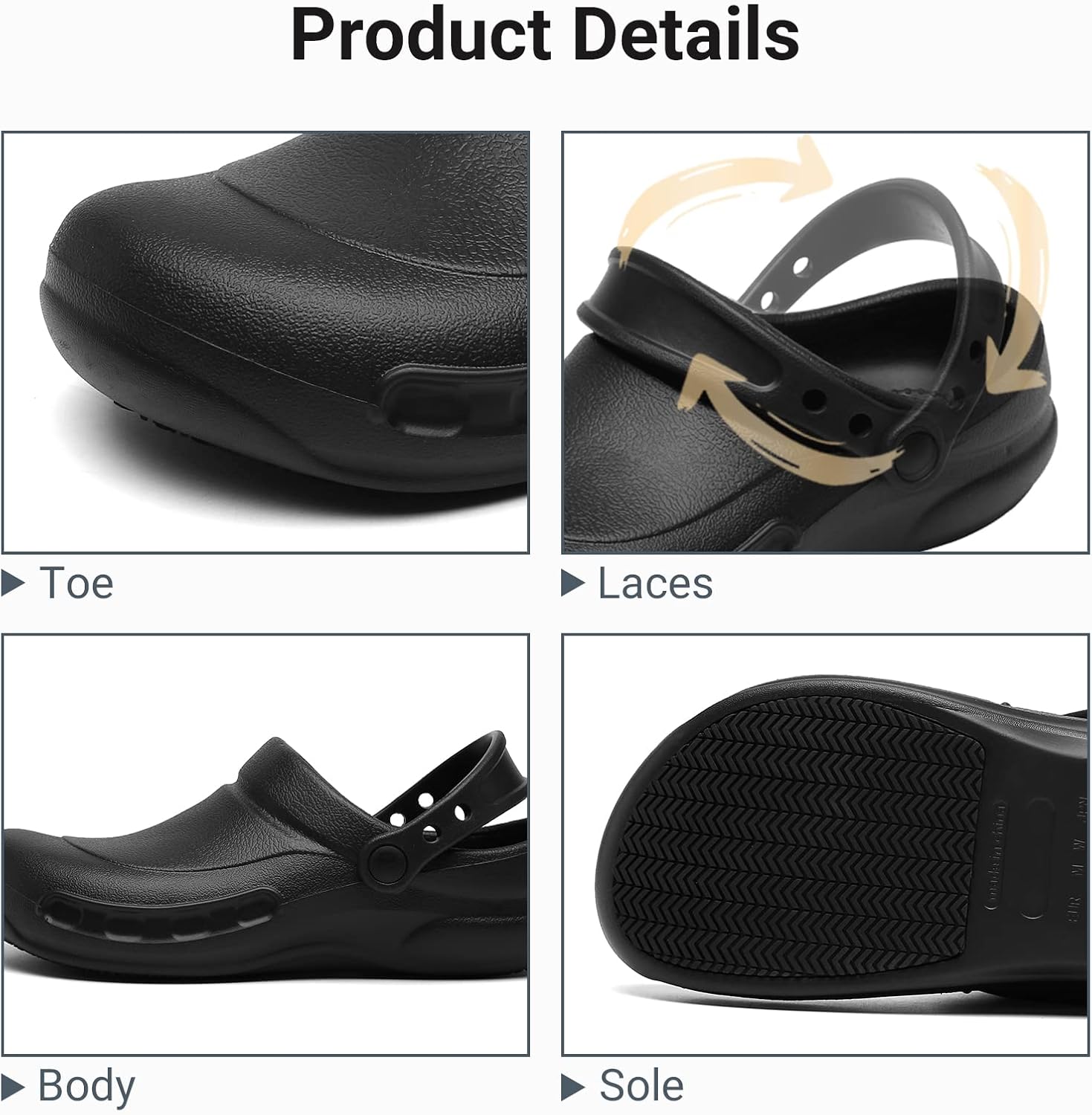 Men Non Slip Chef Shoes, Waterproof Nursing Work Clog for Kitchen, Zapatos para Trabajar En Restaurante De Hombre - Image 4