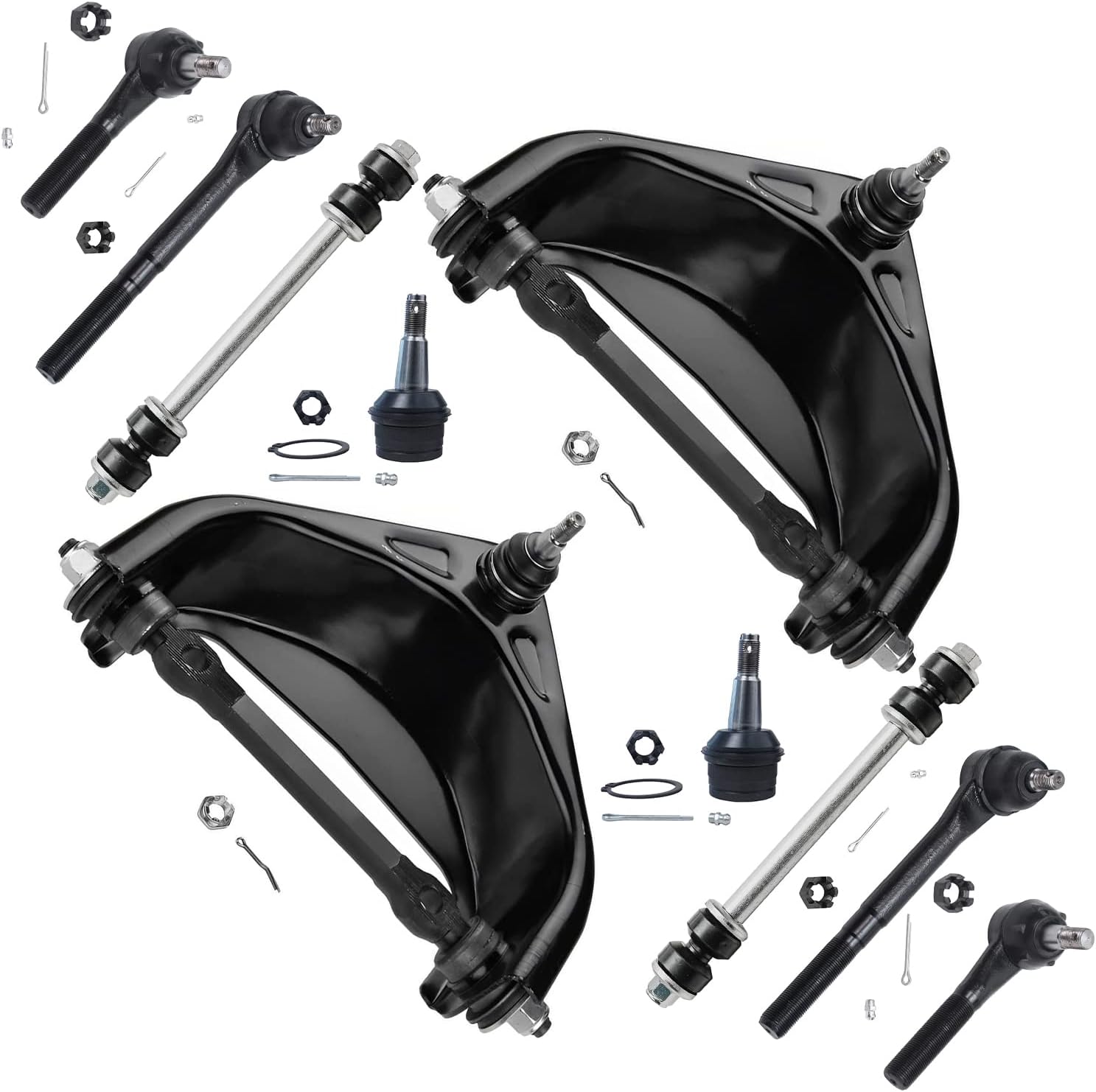 Detroit Axle - RWD Front Upper Control Arm Ball Joints Sway Bar End Links Outer Inner Tie Rods Replacement for 1997-1999 Dodge Ram 1500