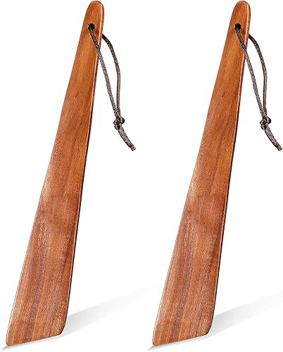 Yinkin 2 espátulas de madera de teca de 9.8 pulgadas para cocinar, espátula de madera plana, espátula de madera pequeña, espátula de huevos,