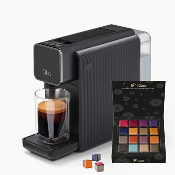 Tchibo Qbo ONE Premium Kapselmaschine inkl. 16 recyclebaren Qbo Kaffeekapseln für Espresso, Caffè Crema und Caffè Grande, hochwertiges, kompaktes, innovatives Design, Soft Black