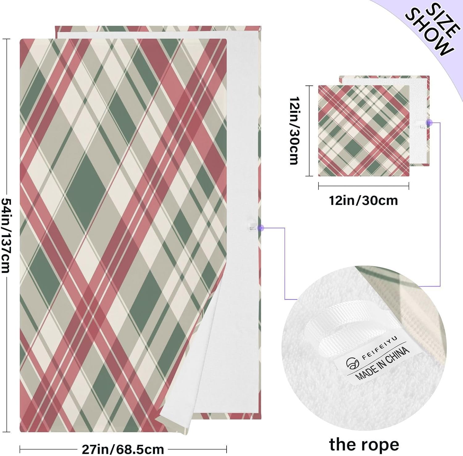 Hand Towels Premium Soft and Highly Absorbent Christmas Design Pattern 2 Pcs Towels for Bathroom Set 100% Cotton Decorative Face Towels