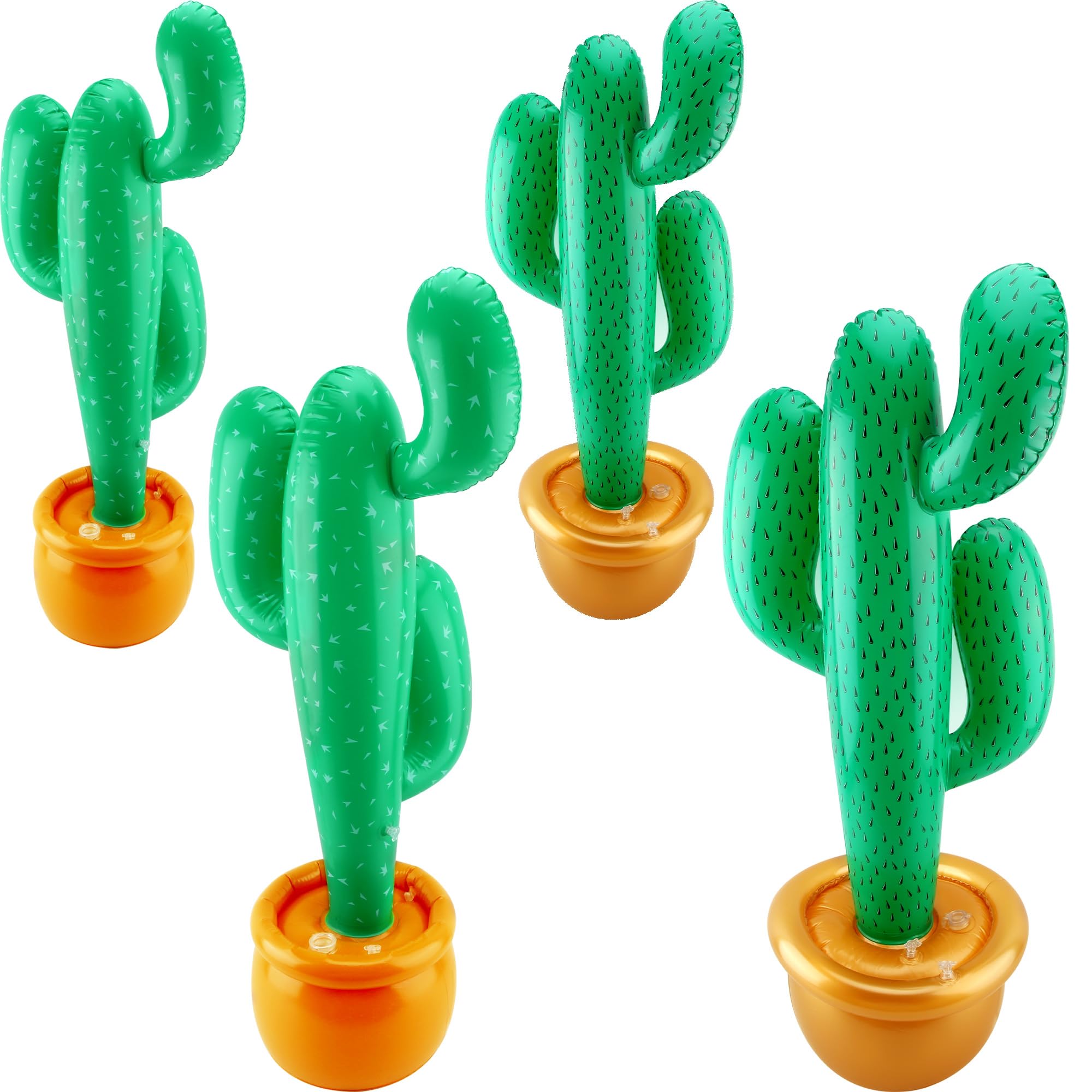 Sonarun 4 Pack 35 Inch Inflatable Cactus Blow Up Large Cactus for Mexican Fiesta Cinco de Mayo Birthday Hawaii Summer Beach Pool Swimming Party