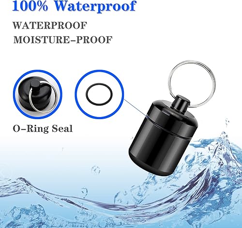 Miniatura 9 de Pastillero para llavero, portátil, de aleación de aluminio, impermeable, pastilleros para bolso, pequeños pastilleros para viajes al aire libre,
