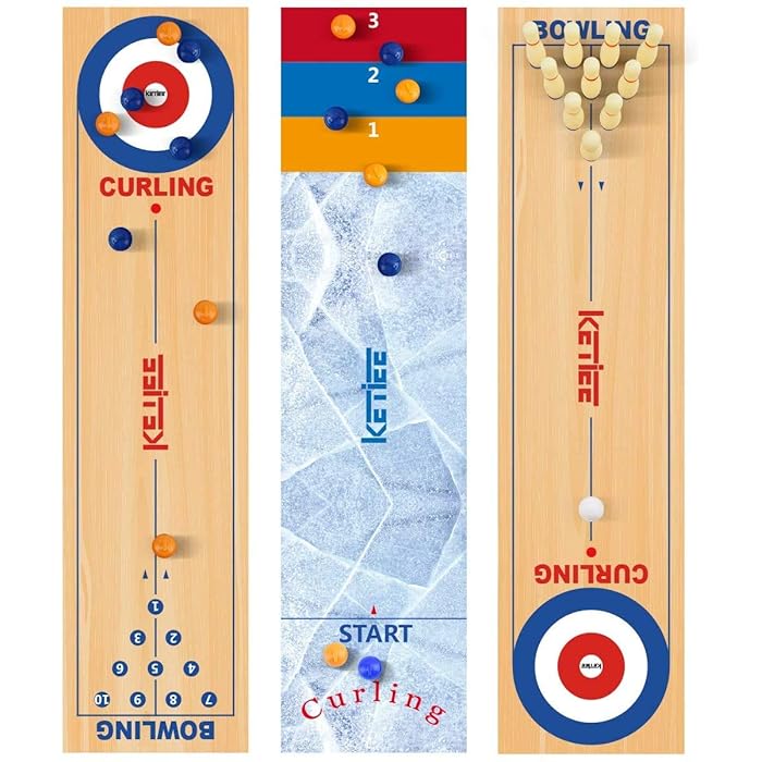Buy KETIEE 3 in 1 Tabletop Shuffleboard,Bowling and Curling Game Set
