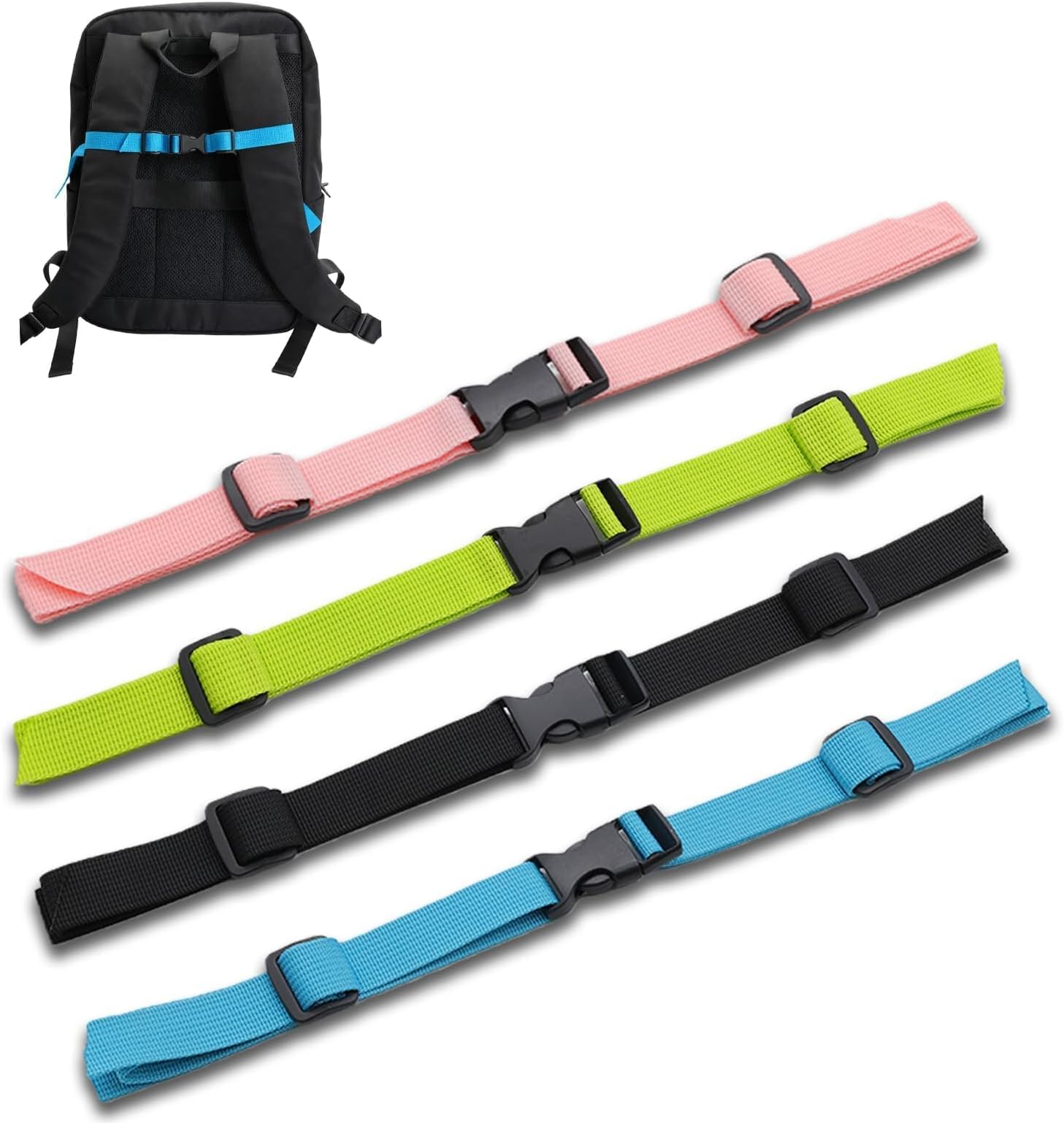 Backpack Chest Strap 4 Pcs Adjustable Sternum Straps for Backpack with Quick-Release Buckle Non-Slip Durable Belts for Hiking Jogging Climbing