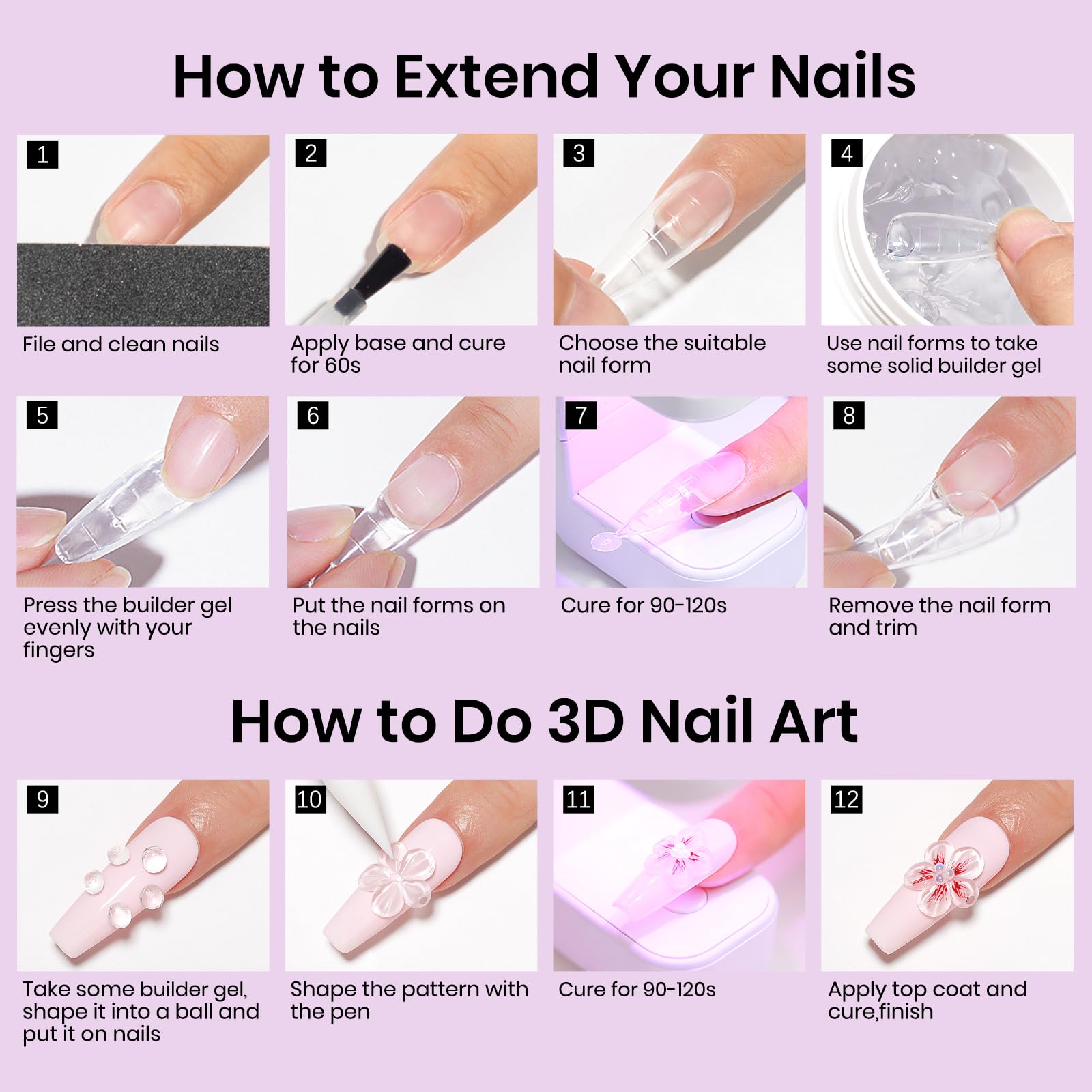 MIZHSE Builder żel do przedłużania paznokci i 3D Nail Art, klej do paznokci, żel 3D lakier do paznokci UV, narzędzie do manicure "zrób to sam"