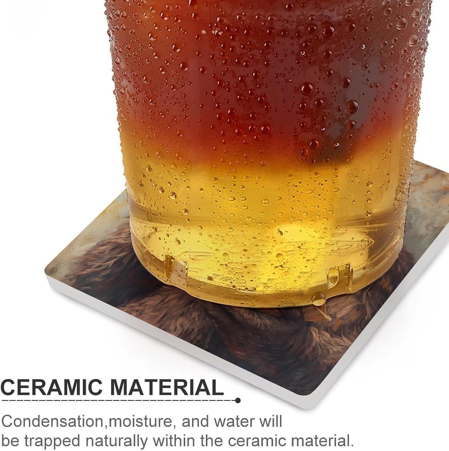 Bigfoot Sasquatch Hold Beer and Mexico Food Funny Ceramic Coasters for Drinks Absorbent Cup Holder Tabletop Protector with Cork Base