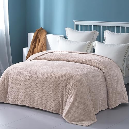 Miniatura 3 de Exclusivo Mezcla - Manta de forro polar para cama tamaño individual, 90 x 66 pulgadas manta suave y acogedora de franela jacquard, ligera, mullida y
