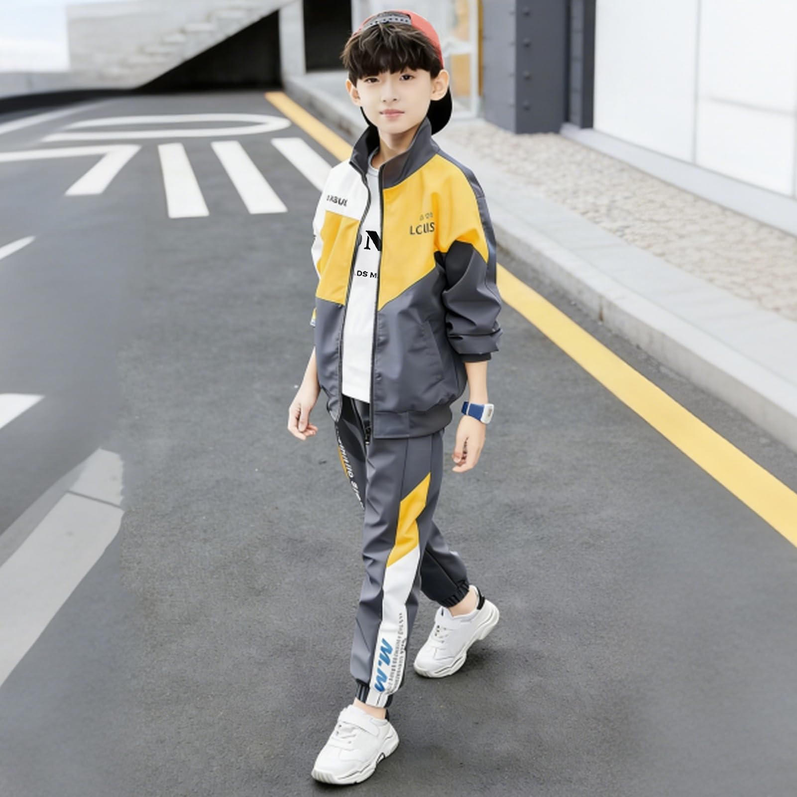 Conjunto Deportivo Niños 2 Piezas/3 Piezas Chandal Casual Chaqueta con Cremallera + Pantalón + Camiseta de Manga Larga