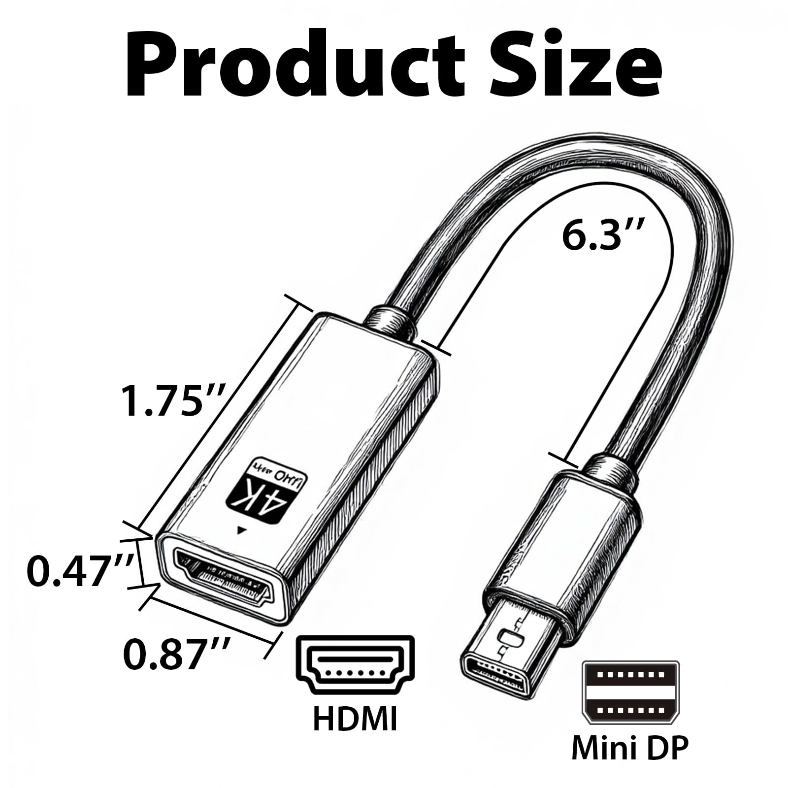 Cyberguys! Adattatore da Mini DisplayPort a HDMI, 4K a 60Hz Mini DP (compatibile con Thunderbolt 1/2) a HDMI, Plug & Play, placcato oro, per MacBook Pro/Air, Surface, iMac (non USB-C/Thunderbolt 3)
