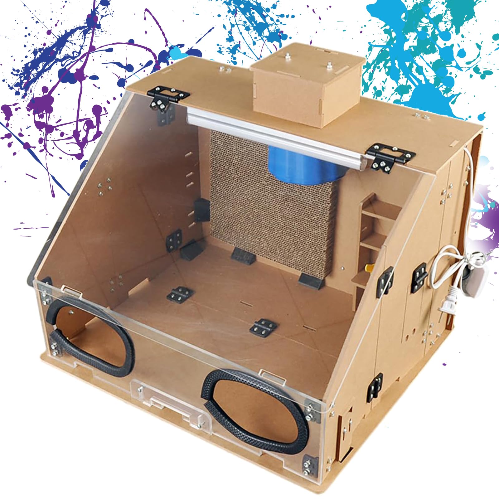 Cabina di verniciatura a spruzzo con aerografo, kit cabina di verniciatura a spruzzo trasparente con luce LED, cabina di verniciatura a spruzzo per parti di modelli per hobbisti, pittura di modelli,