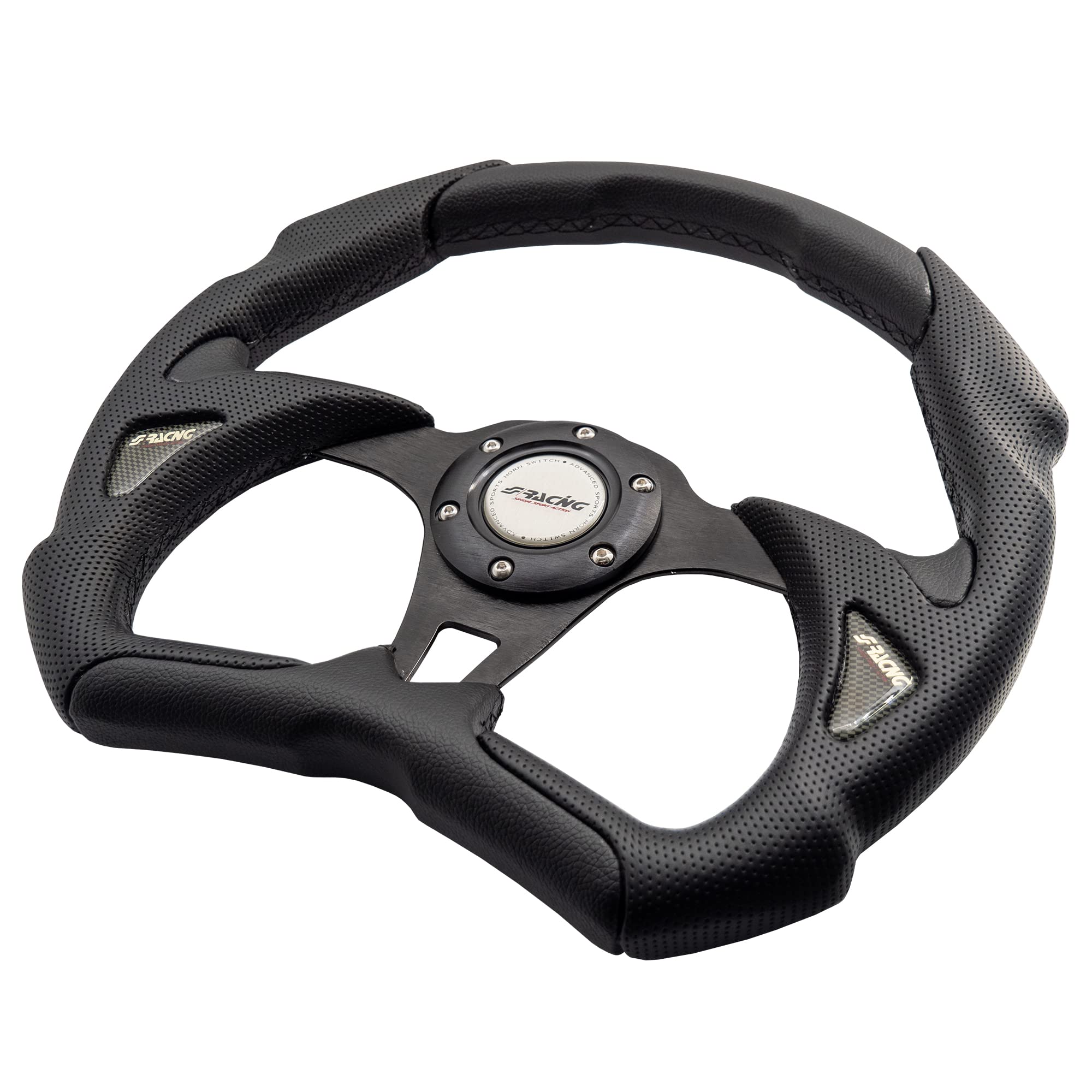 Simoni Racing Volant Universel X5 Poly Pelle - Eco-Cuir Noir - Diamètre 350mm