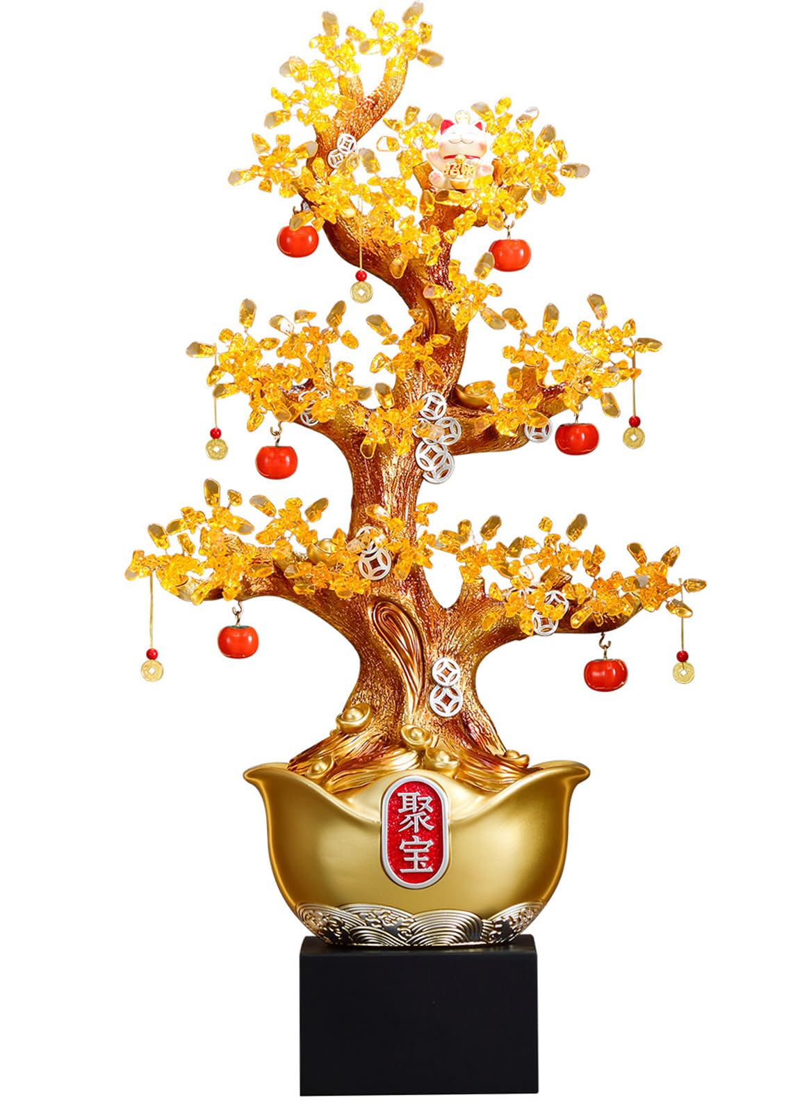NHDVDVAV Golden Feng Shui Money Tree Statue,Chinese New Year Decoration