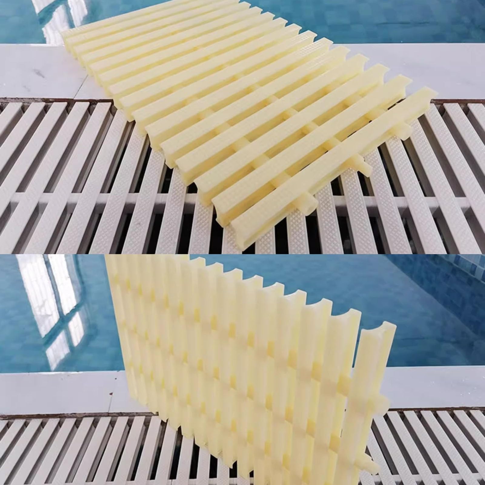 Tira De Rejilla De Desbordamiento De Plástico Empalmable,Rejilla De Desbordamiento De Plástico De PVC,Para Pasarela, Balcón, Piscina, Cubierta, Entrada(20x100cm-10 pieces)