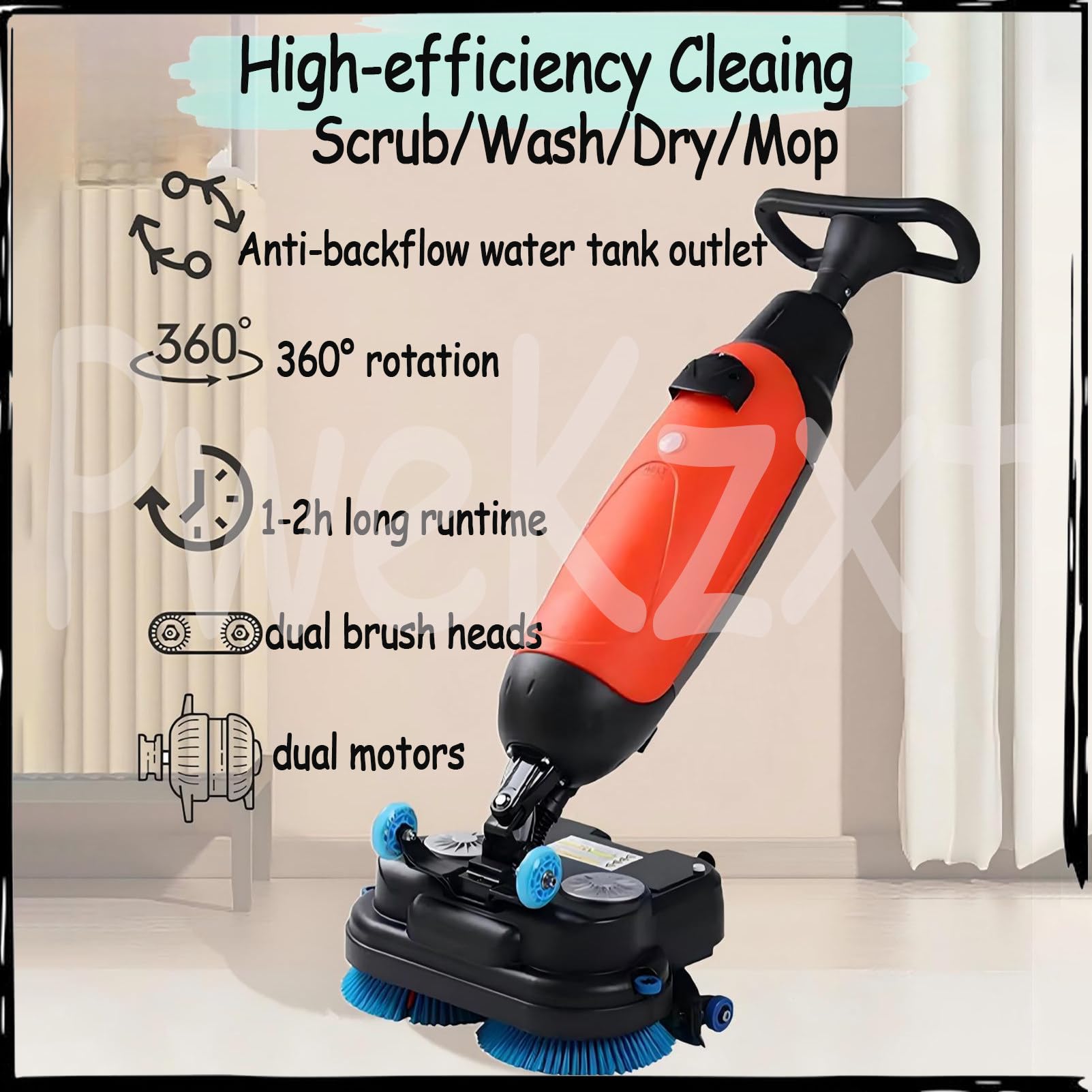 Machine De Polissage De Sol Fonctionnelle De 17 Pouces, Autolaveuse-Polisseuse AutoportéE De 17 Pouces, Autolaveuse De Sol De Qualité Professionnelle, Double Brosse Rotative White