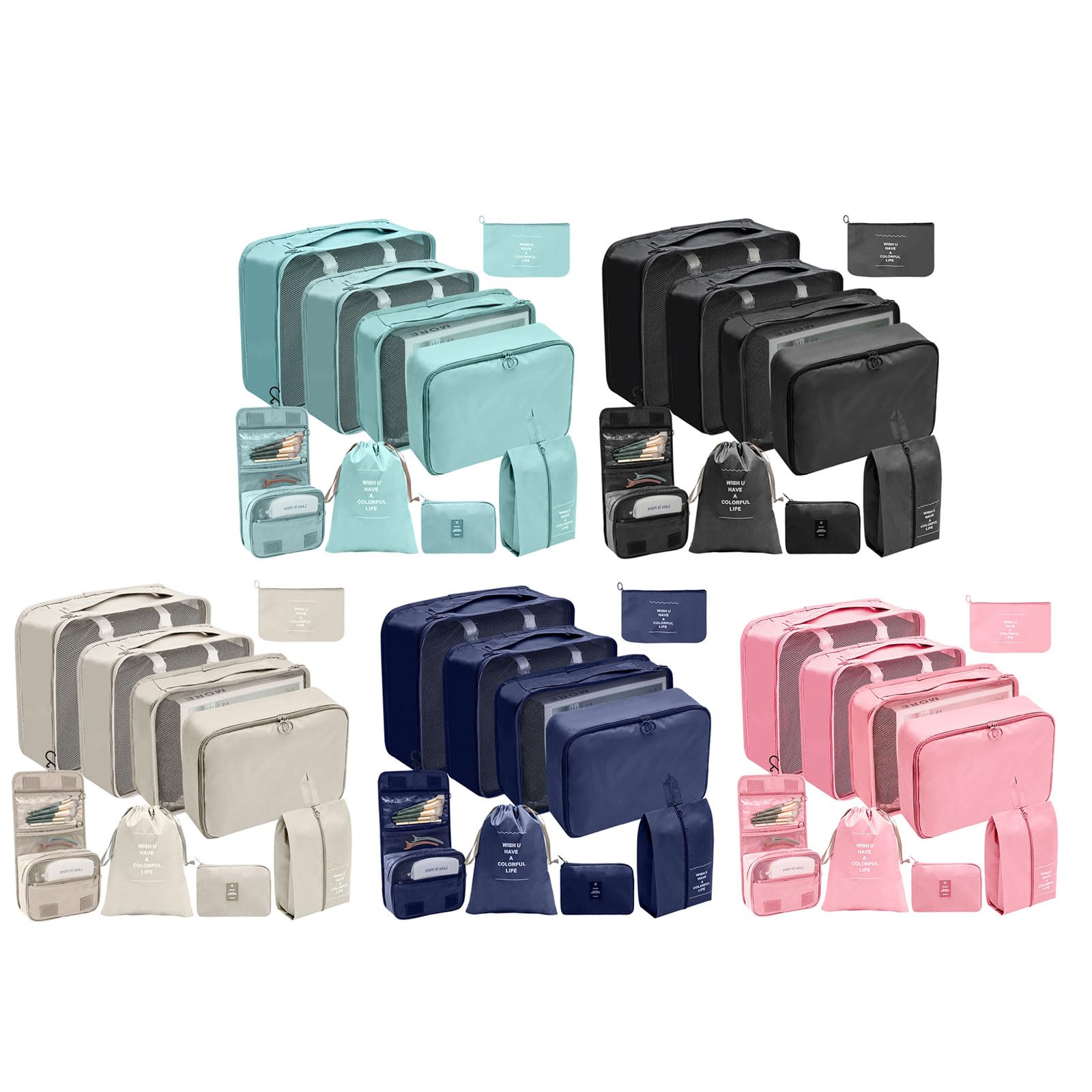 OVERTOYOU 9 pz/set Viaggio Organizzatore Borse di Immagazzinaggio di Grande Capacità Bagagli Imballaggio Cubi Vestiti Biancheria Intima Cosmetici