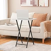 Vista 2 de HOOBRO Bandeja plegable para TV, mesa de aperitivos estable para espacios pequeños, mesa auxiliar portátil para sofá, fácil montaje