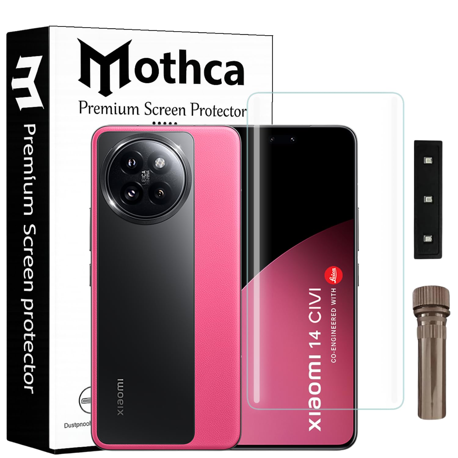 Mothca Premium Curved UV Tempered Glass Screen Protector for Xiaomi 14 Civi 5G | HD Clear | Full Screen Coverage (Pack of 1)