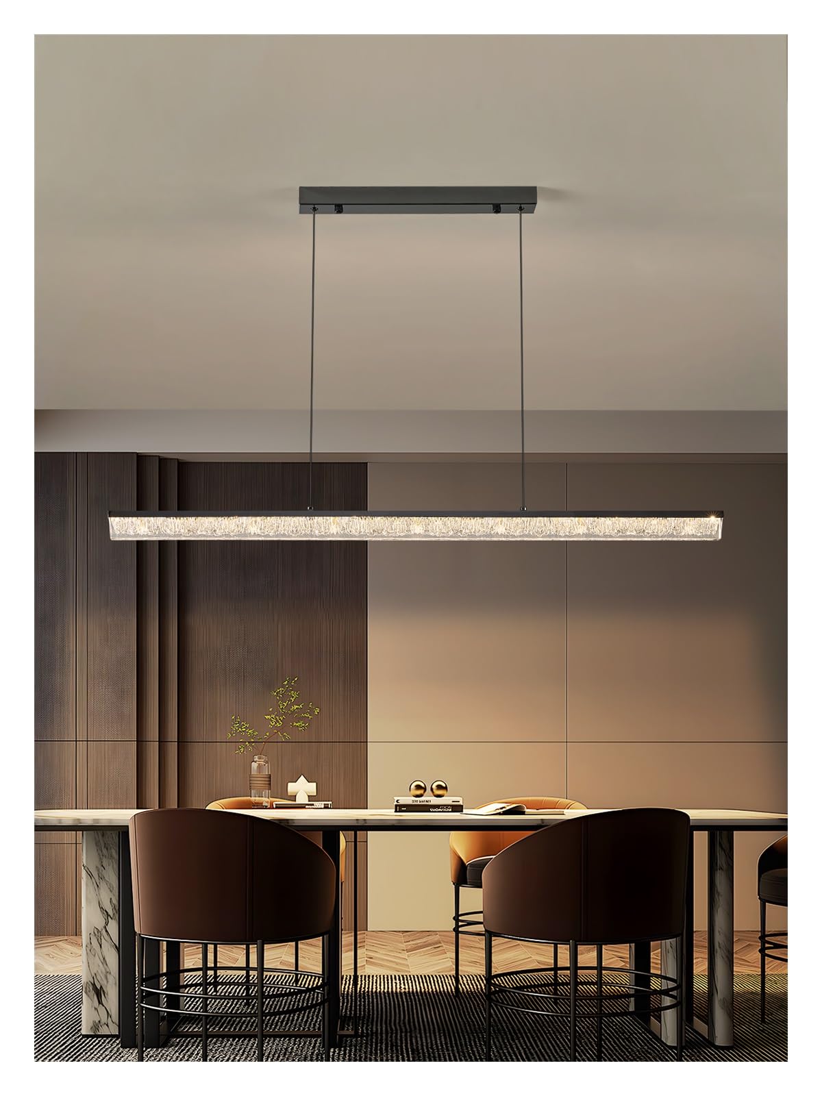 Suspension linéaire noire L120cm à intensité variable pour table et îlot